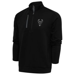 Antigua Milwaukee Bucks Black Metallic Fabulous Logo Generation Quarter Zip Top