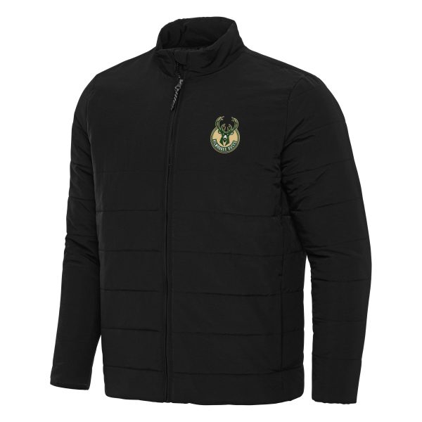 Antigua Milwaukee Bucks Black Swelter Full Zip Unique Puffer Jacket