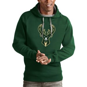 Antigua Milwaukee Bucks Green Team Chic Logo Victory Pullover Hoodie