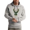Antigua Stylish Milwaukee Bucks Heather Gray Team Logo Victory Pullover Hoodie