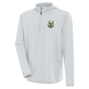 Antigua Milwaukee Bucks Heather Gray Tidy Quarter Zip Lightweight Pullover Eye - catching Top