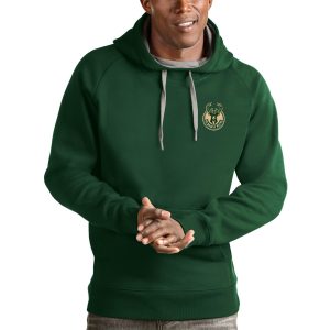 Antigua Premium Milwaukee Bucks Hunter Green Victory Pullover Hoodie