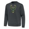 Antigua Milwaukee Bucks Gorgeous Pewter Relevant Pullover Sweatshirt
