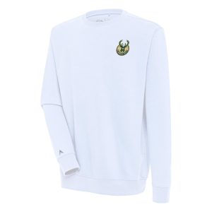 Antigua Milwaukee Bucks White Fabulous Victory Pullover Sweatshirt