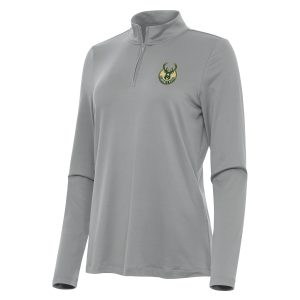 Antigua Milwaukee Bucks Women's Gray Reprocess Quarter Zip Top Eye - catching