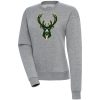 Antigua Milwaukee Trendy Bucks Women's Heather Gray Victory Crewneck Pullover Sweatshirt
