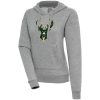 Antigua Milwaukee Bucks Women's Heather Gray Victory Chic Pullover Hoodie