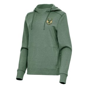 Antigua Fabulous Milwaukee Bucks Women's Heather Hunter Green Justice Pullover Hoodie
