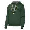 Antigua Milwaukee Bucks Women's Hunter Green Victory Pullover Chic Hoodie