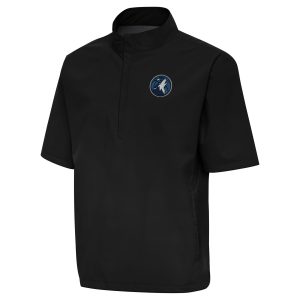 Antigua Minnesota Eye - catching Timberwolves Black Brisk Quarter Zip Windbreaker