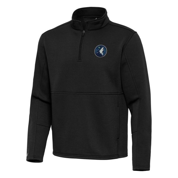Antigua Minnesota Timberwolves Black Twist Chic Quarter Zip Pullover Top