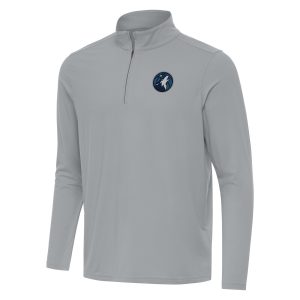 Antigua Minnesota Timberwolves Elegant Gray Intent Quarter Zip Top