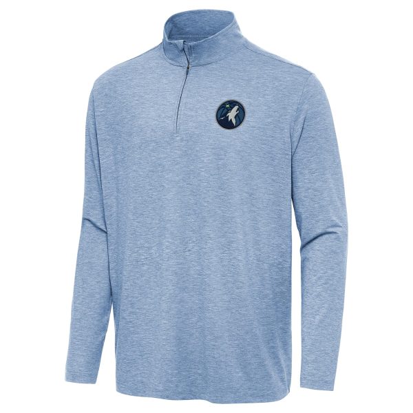 Antigua Minnesota Chic Timberwolves Heather Blue Hunk Quarter Zip Top