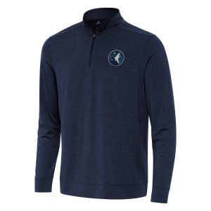 Antigua Minnesota Timberwolves Stylish Heather Navy Bright Quarter Zip Top