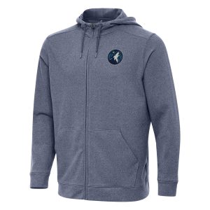 Antigua Minnesota Timberwolves Heather Navy Effortless Full Zip Hoodie Stylish Jacket