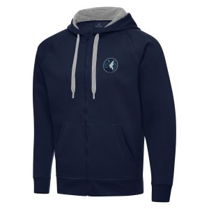 Antigua Elegant Minnesota Timberwolves Navy Big & Tall Victory Full Zip Hoodie Jacket