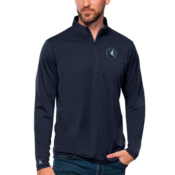 Antigua Minnesota Timberwolves Navy Tribute Trendy Quarter Zip Pullover Top