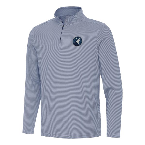 Antigua Minnesota Timberwolves Navy Fabulous Twine Quarter Zip Top