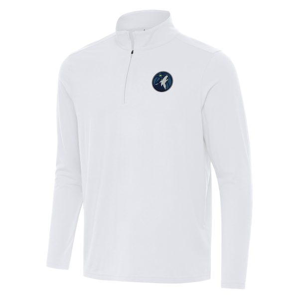 Antigua Fabulous Minnesota Timberwolves White Intent Quarter Zip Top