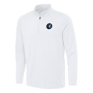 Antigua Minnesota Fabulous Timberwolves White Reprocess Quarter Zip Top
