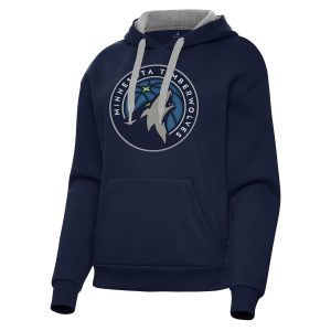 Antigua Minnesota Timberwolves Women's Gorgeous Navy Victory Pullover Hoodie