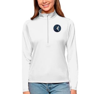 Antigua Minnesota Timberwolves Women's White Tribute Half Chic Zip Top