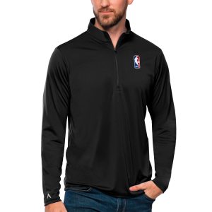 Antigua NBA Black Tribute Quarter Elegant Zip Pullover Top