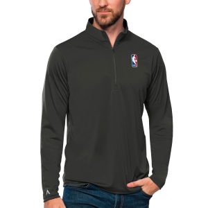 Antigua NBA Gray Tribute Quarter Zip Elegant Pullover Top