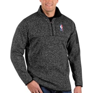 Antigua NBA Heather Black Big & Tall Trendy Fortune Quarter Zip Pullover Jacket