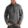 Antigua NBA Heather Charcoal Fortune Quarter Zip Pullover Jacket Chic