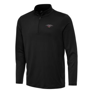 Antigua New Orleans Pelicans Black Reprocess Quarter Zip Eye - catching Top