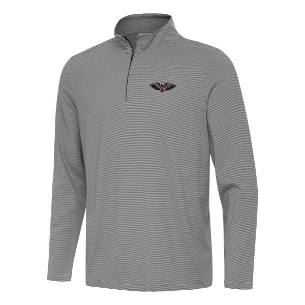 Antigua Chic New Orleans Pelicans Black Twine Quarter Zip Top