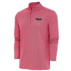 Antigua New Orleans Pelicans Heather Red Hunk Quarter Gorgeous Zip Pullover Top