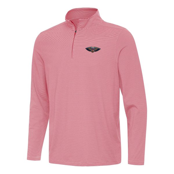 Antigua New Orleans Pelicans Red Chic Twine Quarter Zip Top
