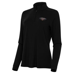 Antigua New Orleans Pelicans Women's Black Intent Chic Quarter Zip Top