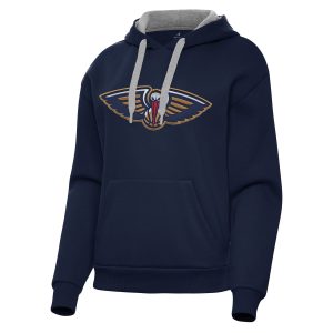 Antigua New Orleans Trendy Pelicans Women's Navy Victory Pullover Hoodie