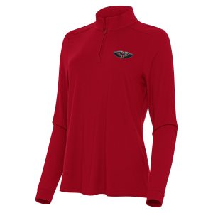 Antigua New Orleans Pelicans Women's Red Intent Elegant Quarter Zip Top