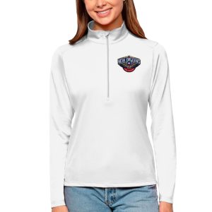 Antigua New Orleans Unique Pelicans Women's White Tribute Half Zip Top