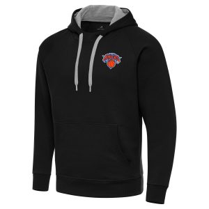 Antigua New York Unique Knicks Black Big & Tall Victory Raglan Pullover Hoodie
