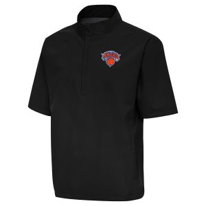 Antigua New York Knicks Black Stylish Brisk Quarter Zip Windbreaker