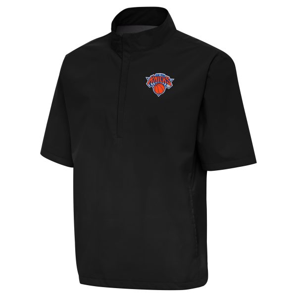 Antigua New York Knicks Black Stylish Brisk Quarter Zip Windbreaker