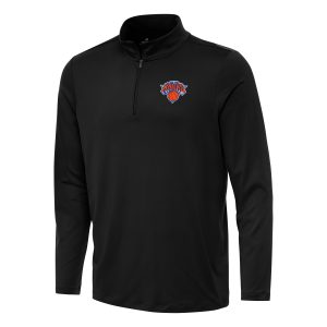 Antigua Chic New York Knicks Black Reprocess Quarter Zip Top
