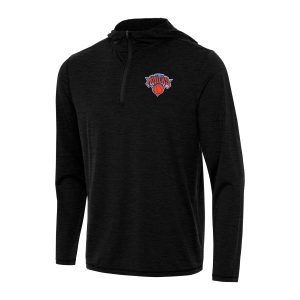 Antigua New York Unique Knicks Heather Black Tidy Quarter Zip Hoodie