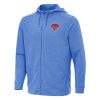 Antigua New York Elegant Knicks Heather Blue Effortless Full Zip Hoodie Jacket