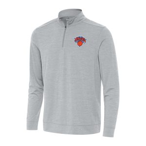 Antigua New York Knicks Heather Gray Bright Quarter Zip Stylish Top