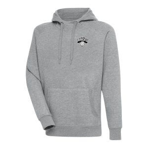 Antigua New Fabulous York Knicks Heather Gray Metallic Logo Victory Raglan Pullover Hoodie