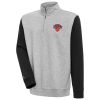 Antigua Fabulous New York Knicks Heather Gray/Black Victory Colorblock Quarter Zip Pullover Top