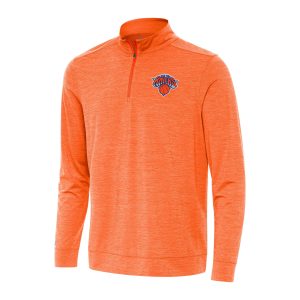 Antigua New York Knicks Heather Orange Bright Stylish Quarter Zip Top
