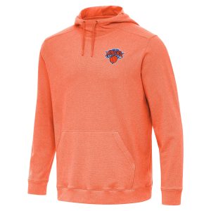 Antigua New York Knicks Heather Orange Cloud Pullover Trendy Hoodie