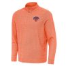 Antigua New York Knicks Heather Orange Subtle Quarter Unique Zip Sweatshirt